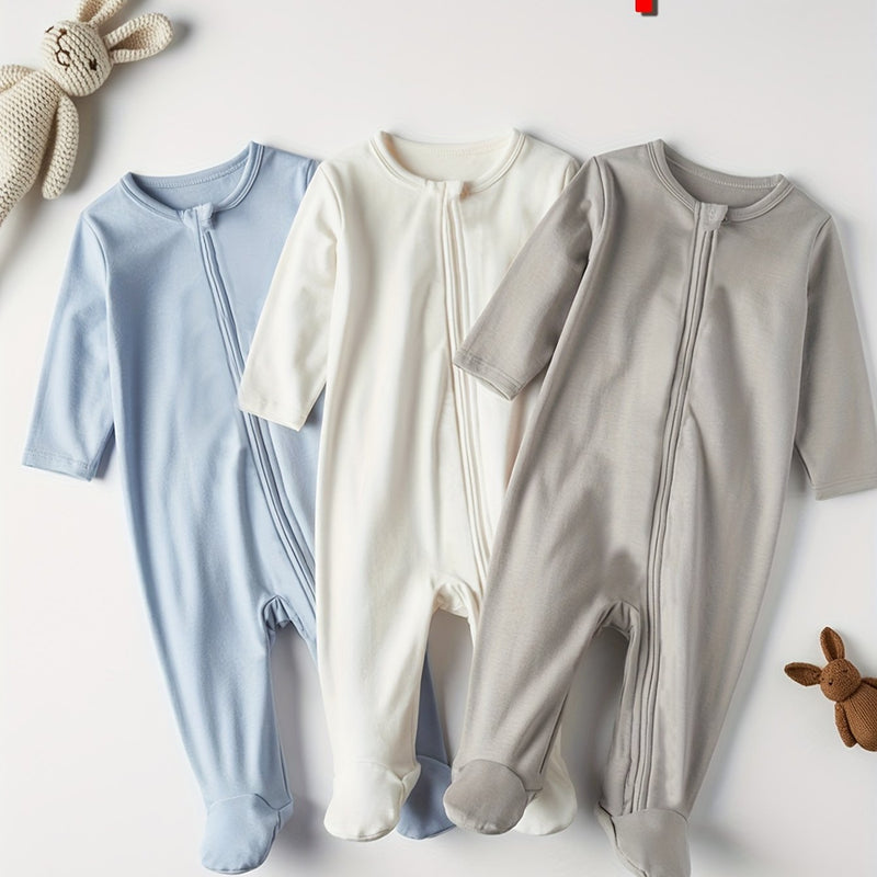 3pcs Boys Long-Sleeve Bodysuit Set.
