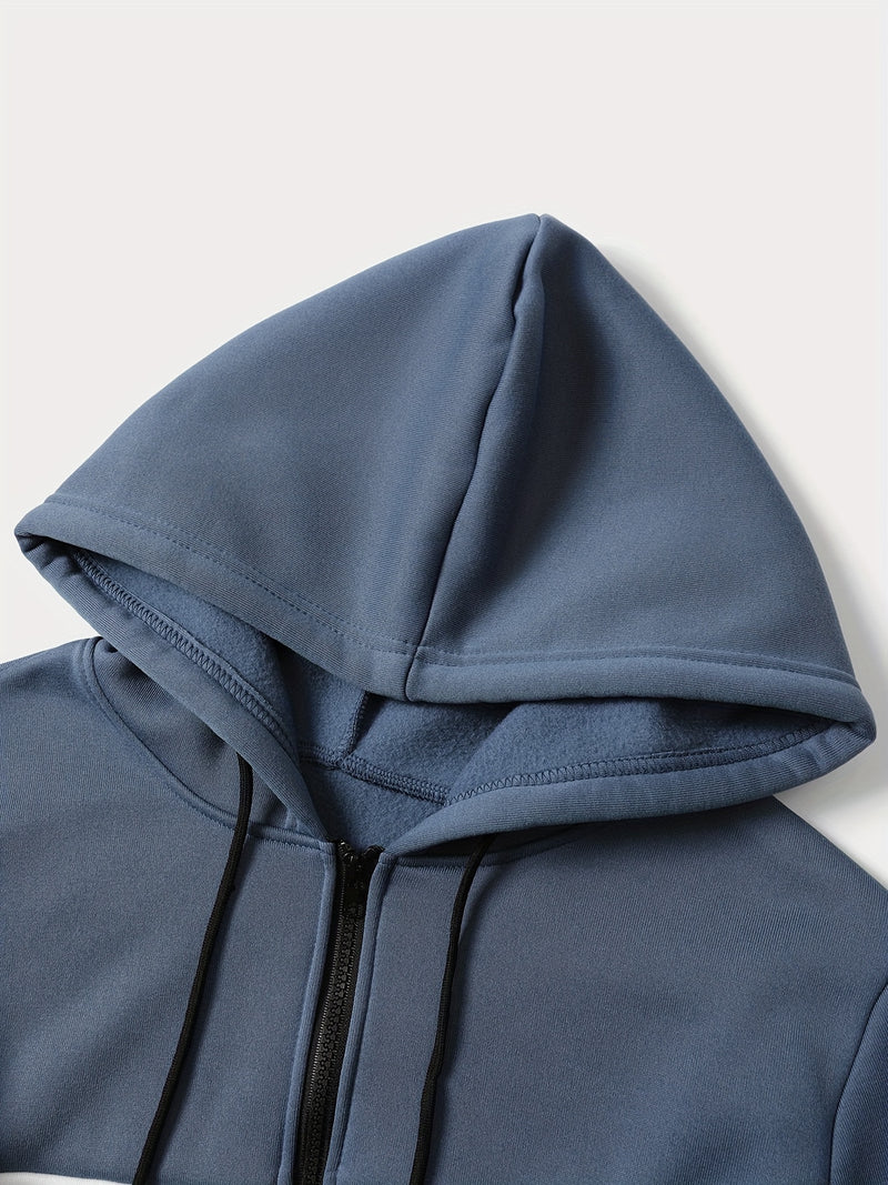 Men's Autumn And Winter Zip-Up Long Sleeve Sweatshirt And Long Pants Set.