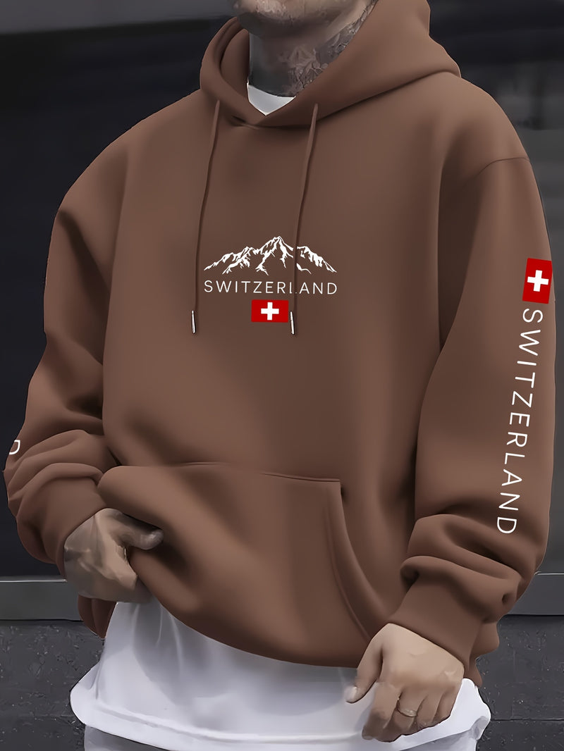 Men'S & Women'S Swiss Flag & Matterhorn Mountain Graphic Hooded Sweatshirt.