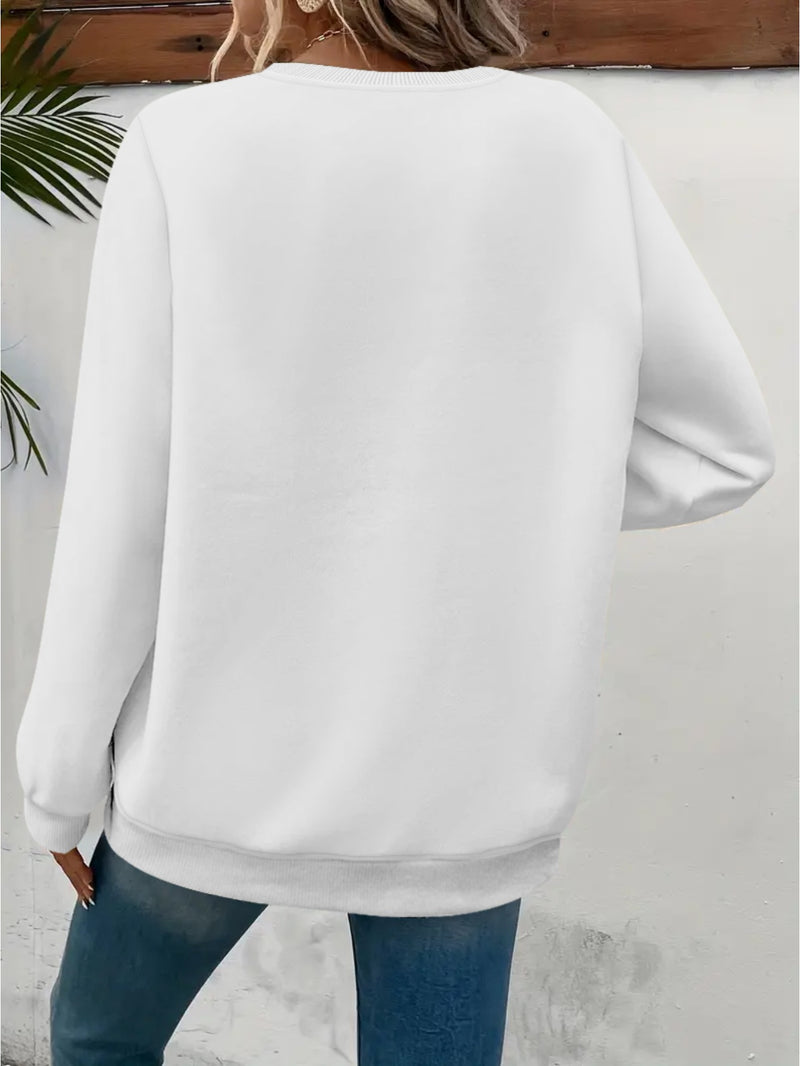 Plus Size, Women's Oversized German Text Print Sweatshirt.