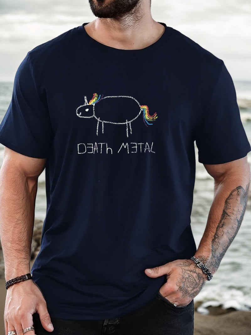 Men's Short-Sleeve T-Shirt with a Unicorn Pattern for Summer Casual Wear.