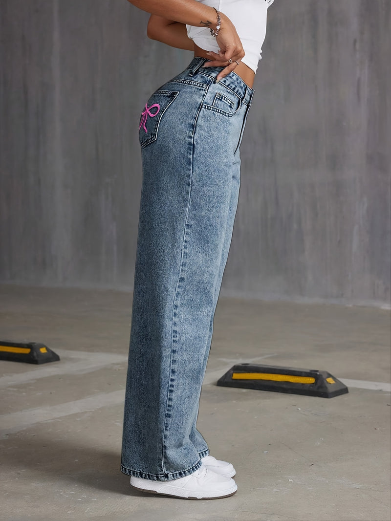 Women's Wide-Leg Stretch Denim Pants.
