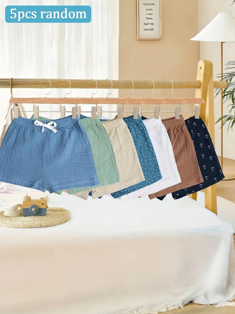 5pcs of Randomly Selected Soft And Comfortable Shorts for Baby Boys.