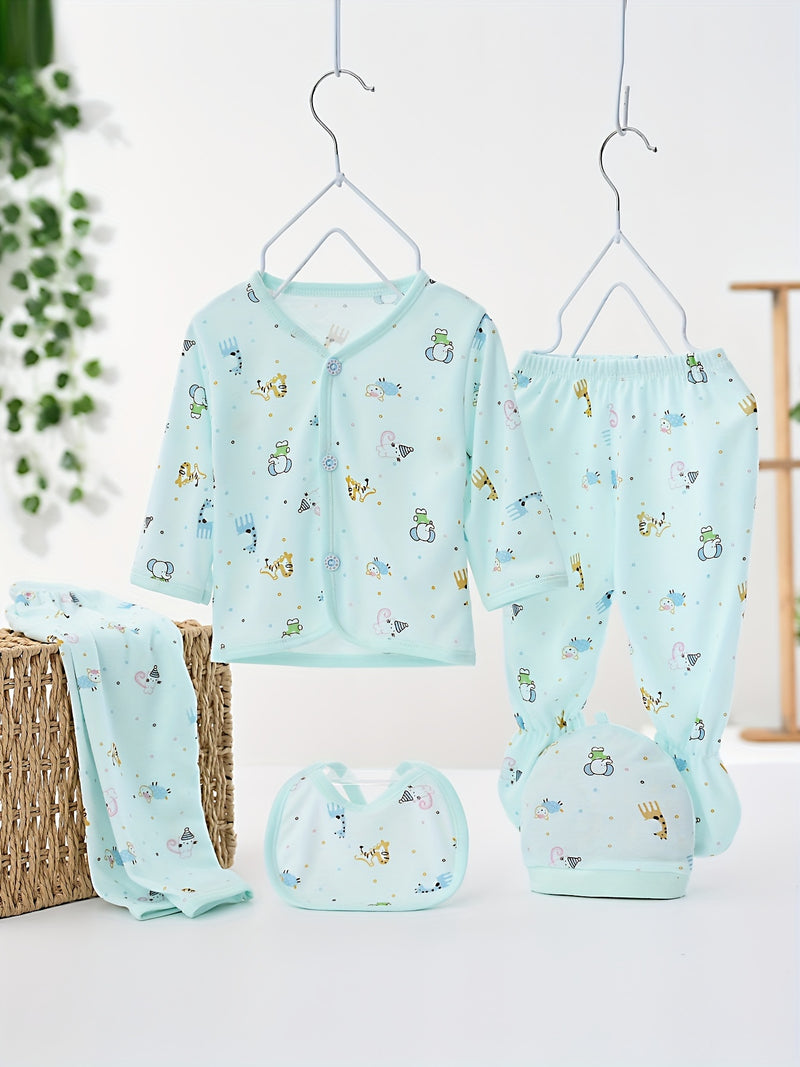 Newborn Baby Five-Piece Outfit Set for Infants.