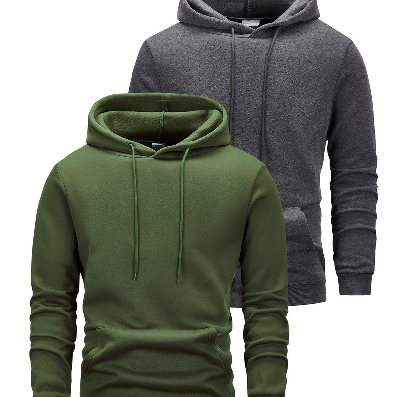 2pcs Men's Hooded Long-Sleeve Sweatshirt.