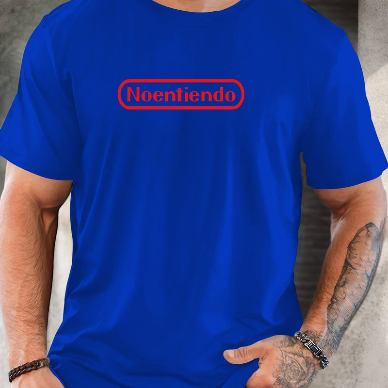 Men's Spanish "No Entiendo" Print Solid Color Casual T-Shirt.