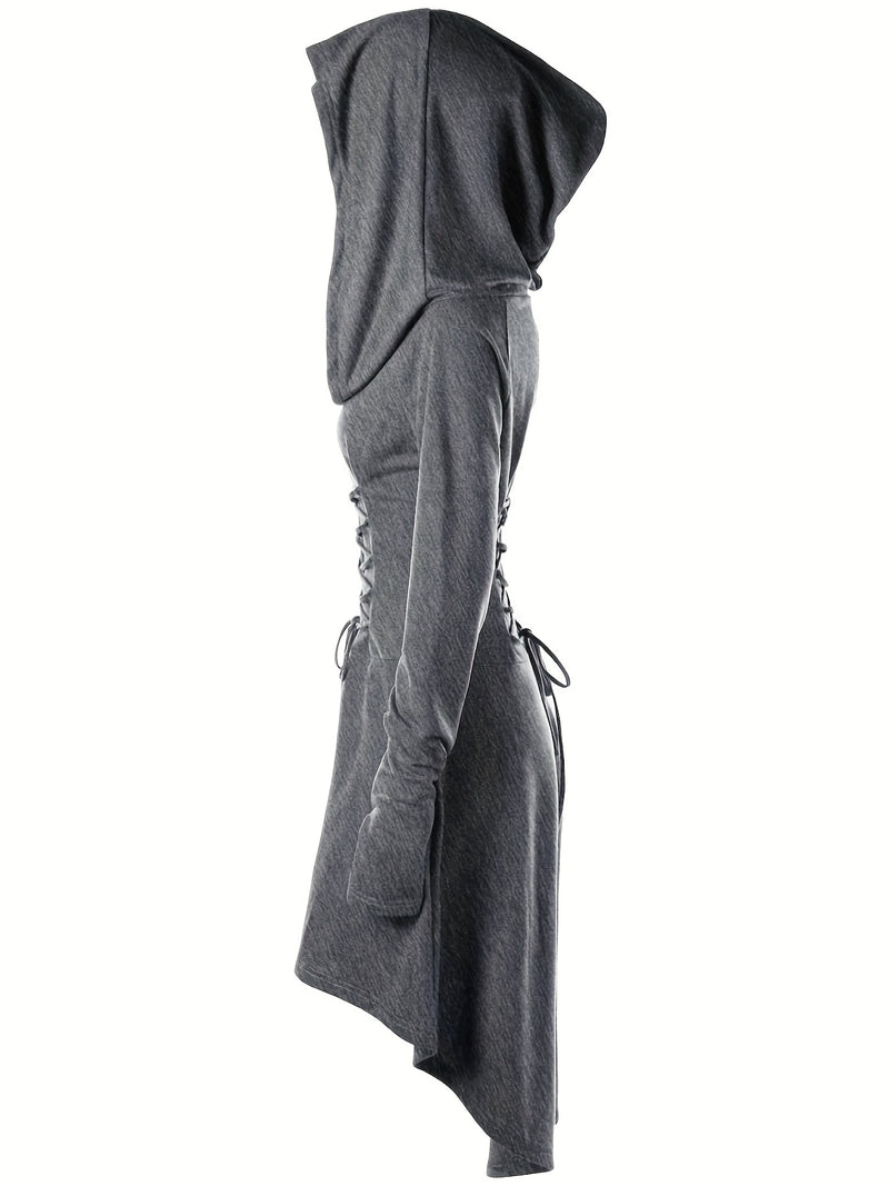 Women's Solid Color Tie-Up Asymmetrical Dress.
