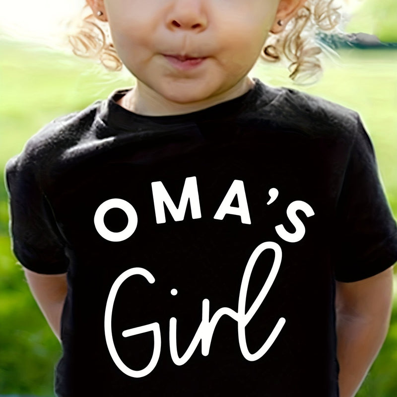 OMA's GIRL Print Tee Girls' Casual & Trendy Crew Neck Short Sleeve.