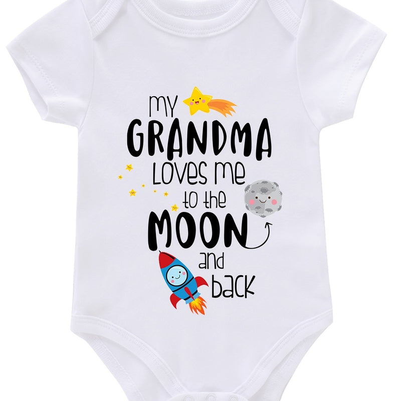 Newborn Baby Romper Short Sleeve Funny Cute Print.
