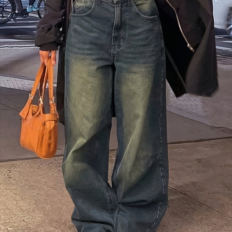 Women’s New Vintage-Style Versatile Non-Stretch Jeans.