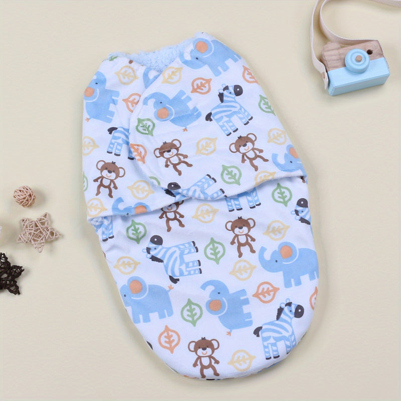 A Single-Pack Baby Swaddle Blanket with Cartoon Prints.