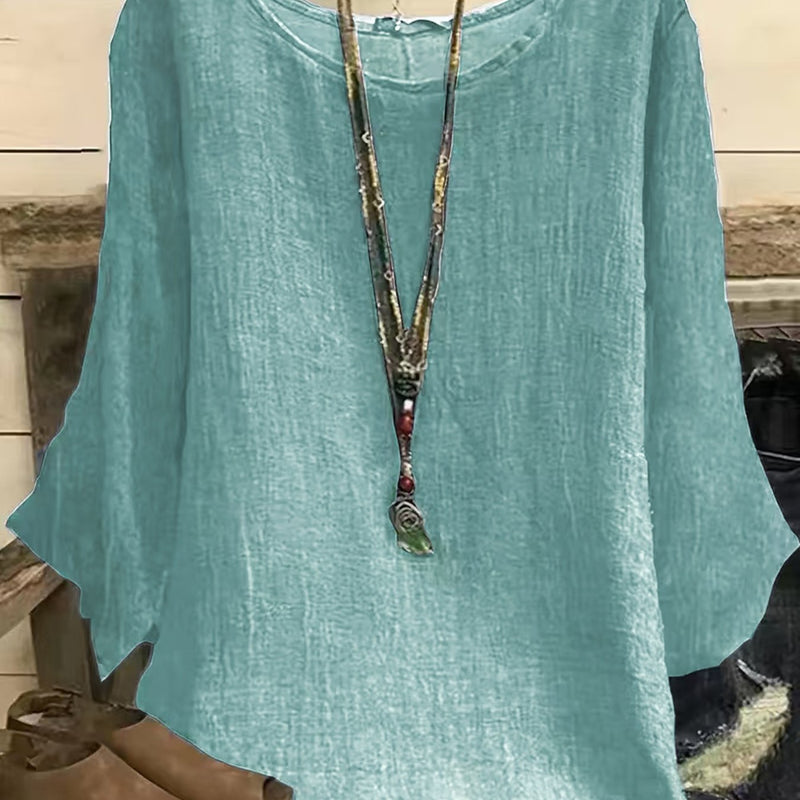 Plus-size Casual Women's Clothing, Round Neck Three-quarter Sleeve.