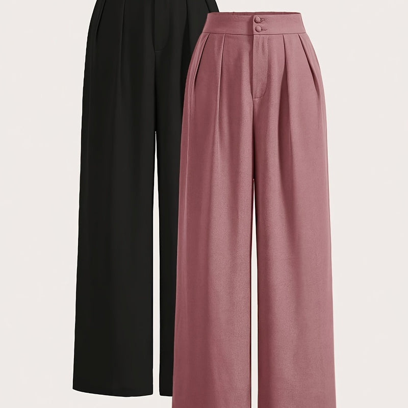 High-Waisted Wide-Leg Pants Two-Piece Set for Women.