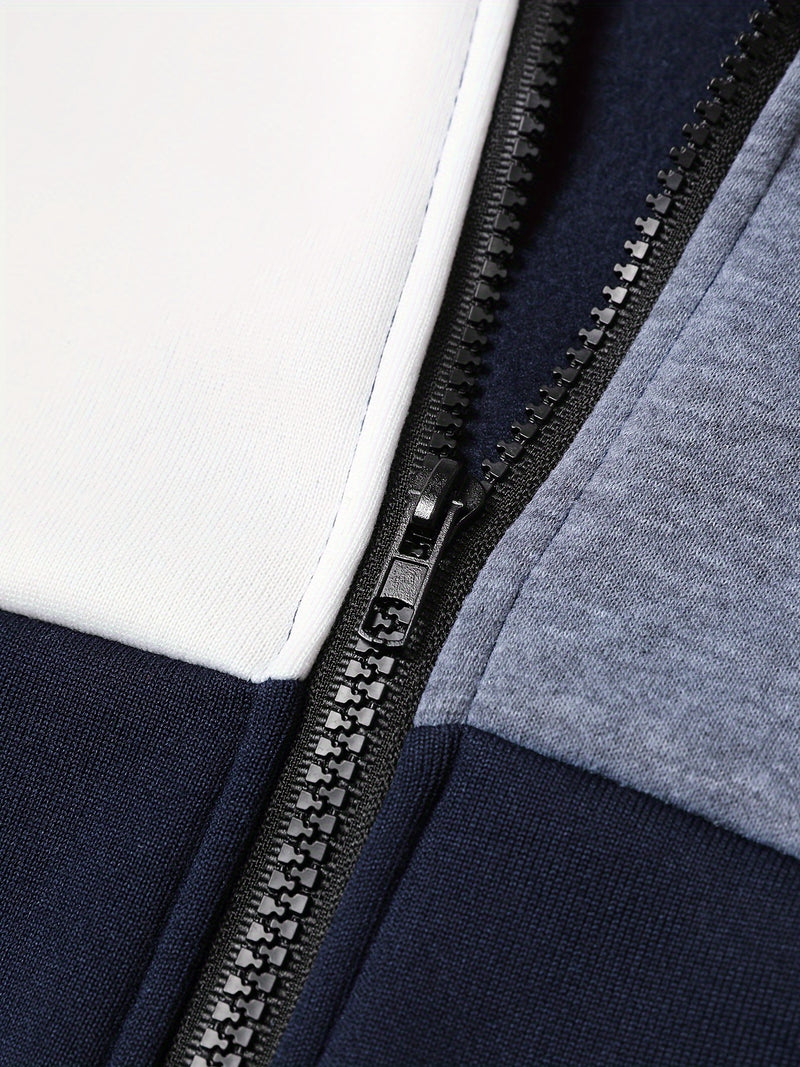 Men's Autumn And Winter Zip-Up Long Sleeve Sweatshirt And Long Pants Set.