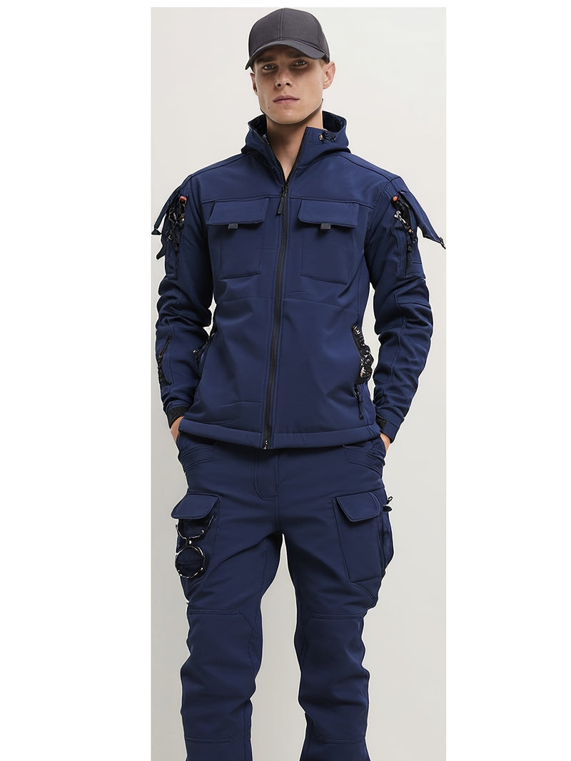 Autumn and Winter Men's  Fleece-Lined Two-Piece Set.