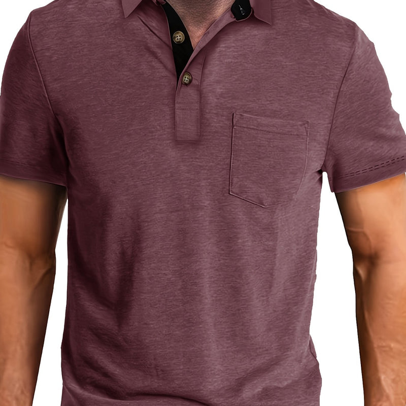 Men's Plaid Collar Pocket T-shirt.