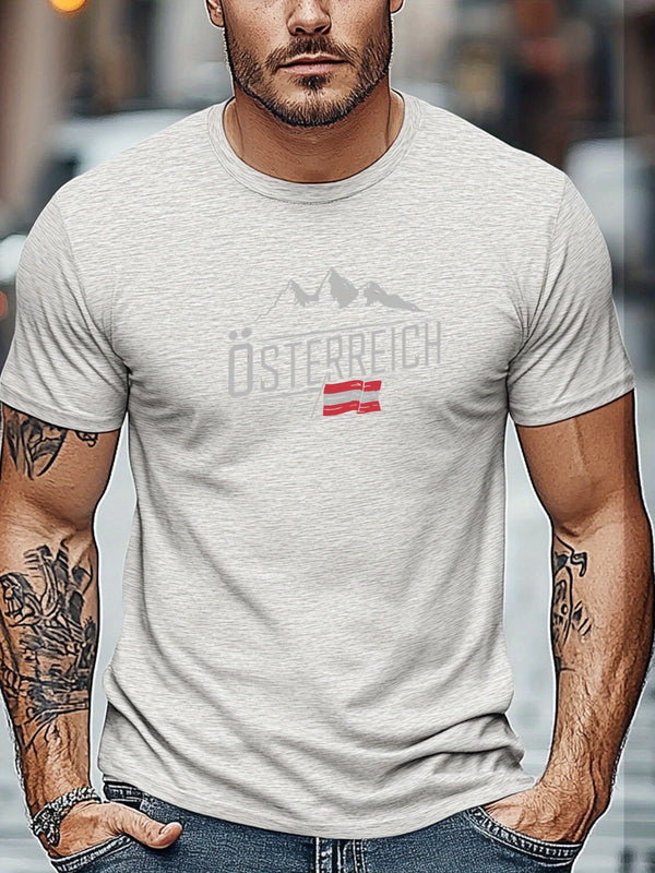 Men's Austrian Pattern Summer Casual Crew Neck Short T-Shirt.