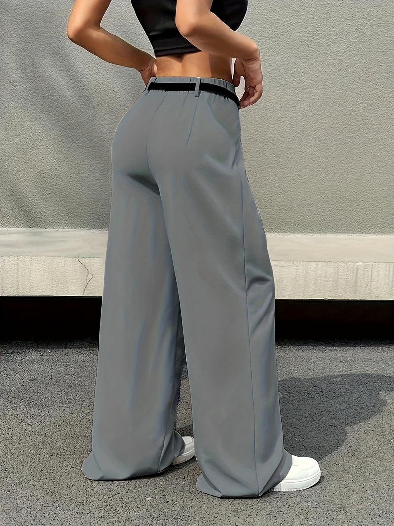 Women’s Elegant High-Waisted Wide-Leg Cinched Pants.