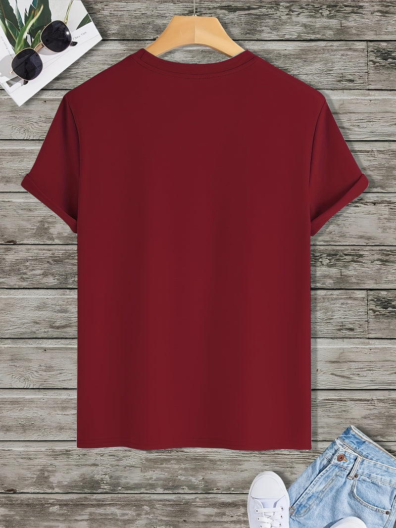 Men's Poker Card Pattern Summer Casual Crew Neck Short T-Shirt.