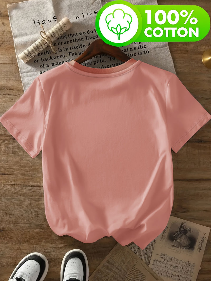 Women's Casual T-Shirt - Beach & Book Lovers Graphic Print.