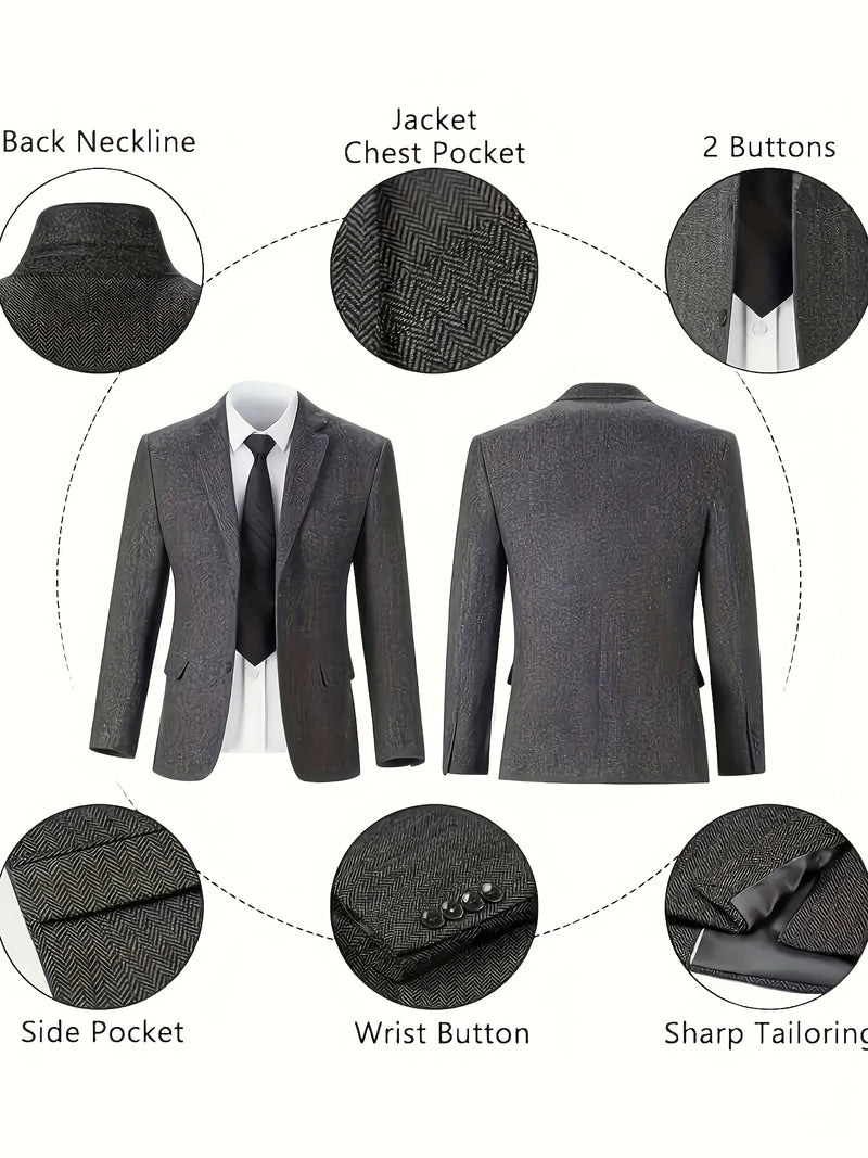 Men's Three-piece Suit Set, Including a Vest, Trousers.