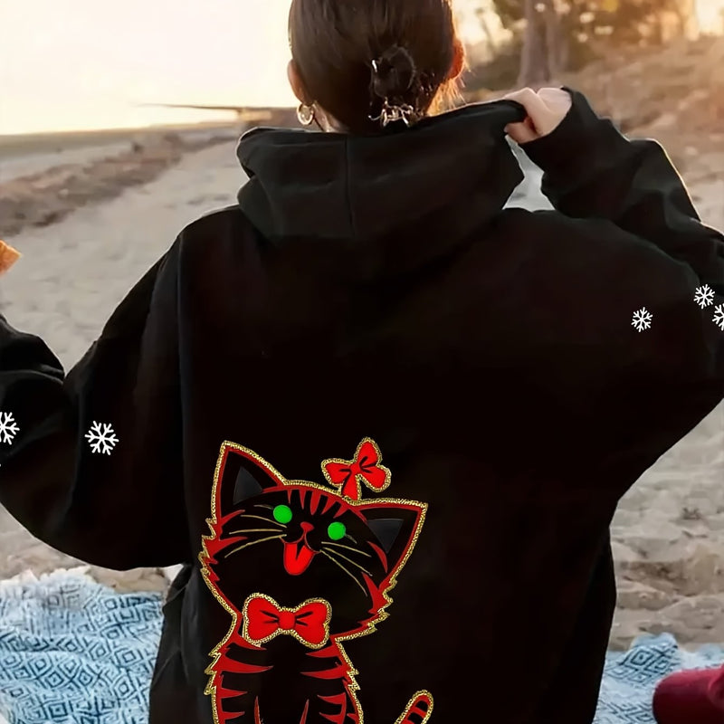 Women’s Kitten Butterfly Cat Paw Print Hoodie.