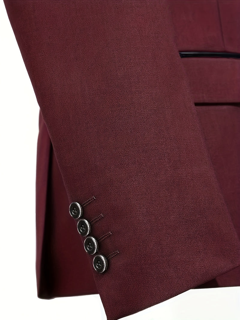 Men's 3pcs Suit Set, Including a Blazer, Vest, And Trousers.