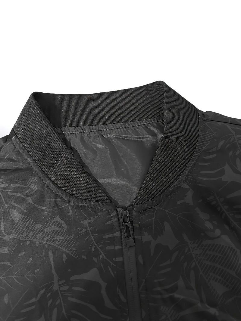 Men'S Fashion Print Casual Sports Jacket with Baseball Collar, Long Sleeve.