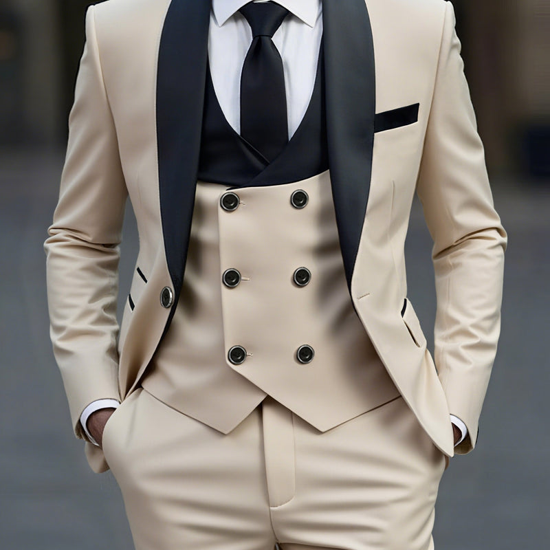 Men's 3pcs Suit Set, Jacket + Vest+ Trousers.