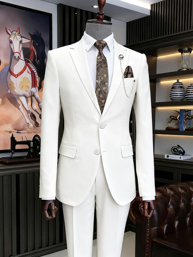 A Men'S Two-Piece Suit Featuring a Easy And Stylish Design.