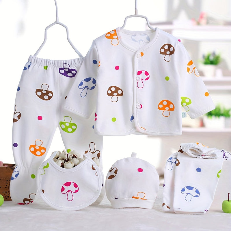 Newborn Baby Five-Piece Outfit Set for Infants.