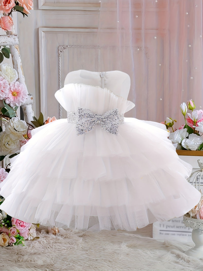 The Girl's Ethereal Puffy Dress, Perfect for a Baby's Birthday Party.