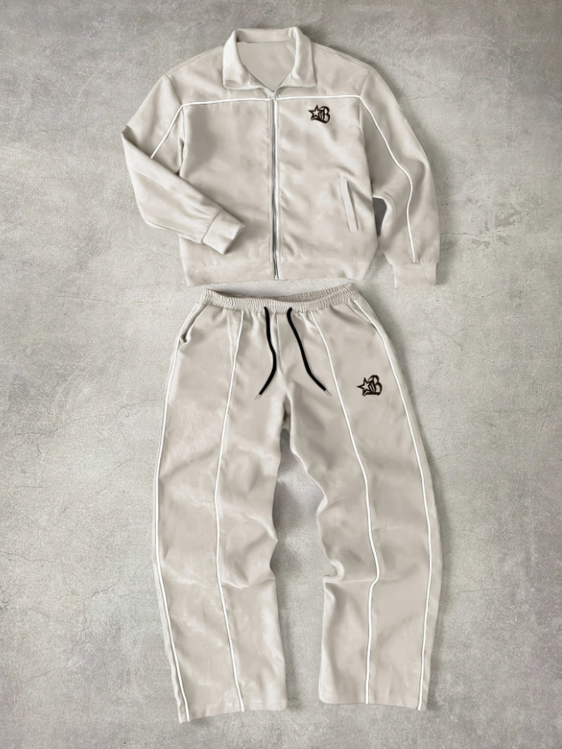 Men's Black Stand-Up Collar Metal Zipper Trendy Color.