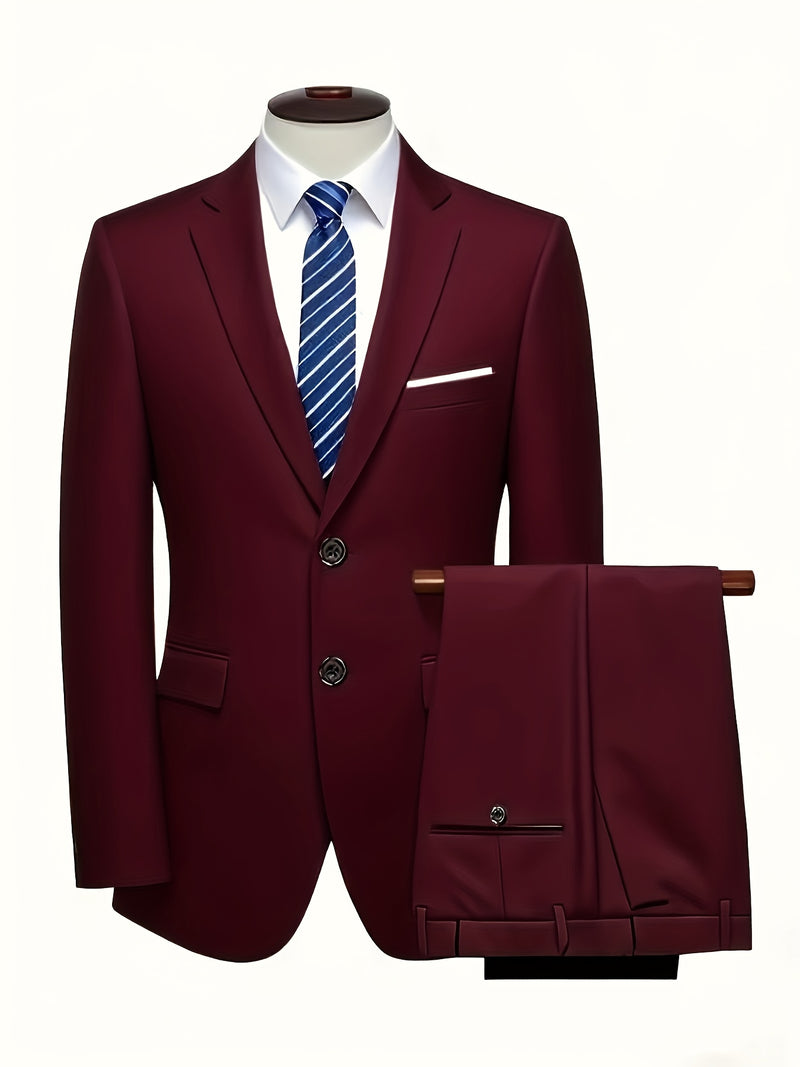 3pcs Men's Suit Set, All-Season Business Wedding Party, Suit Jacket,