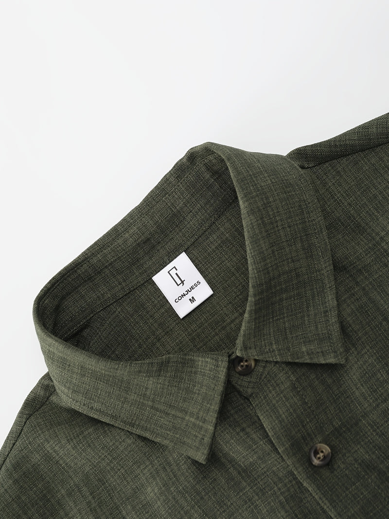 Men's Solid Color Single Patch Pocket Suit Collar Long Sleeve.