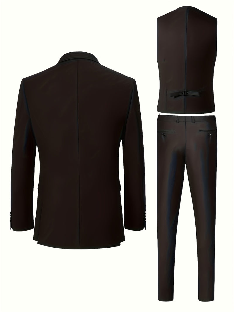 Business Style Men's 3pcs Suit Set with Suit.