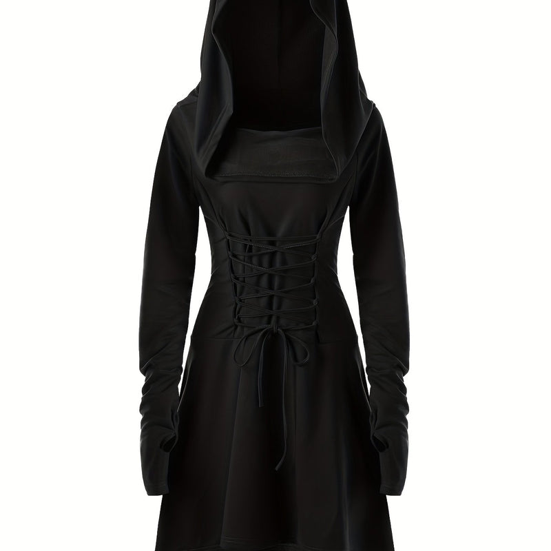 Women's Solid Color Tie-Up Asymmetrical Dress.