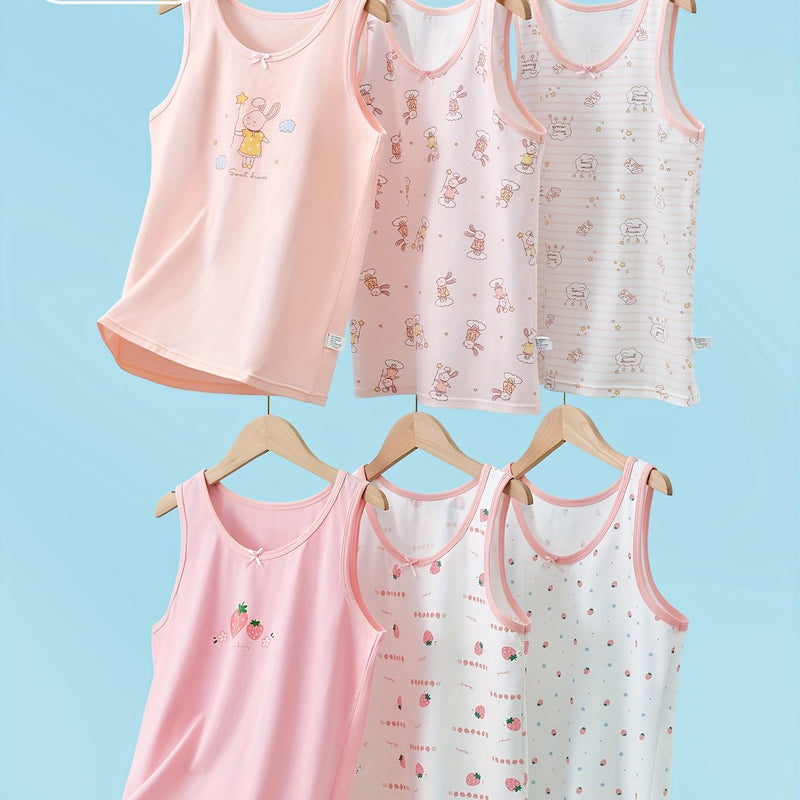 6-Pack Girls Tank Tops, Soft and Comfortable Fabric.