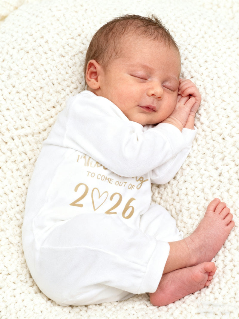 2026 Letter Print New Year Gift for, Unisex Spring/Autumn Bodysuit for 0-9m.