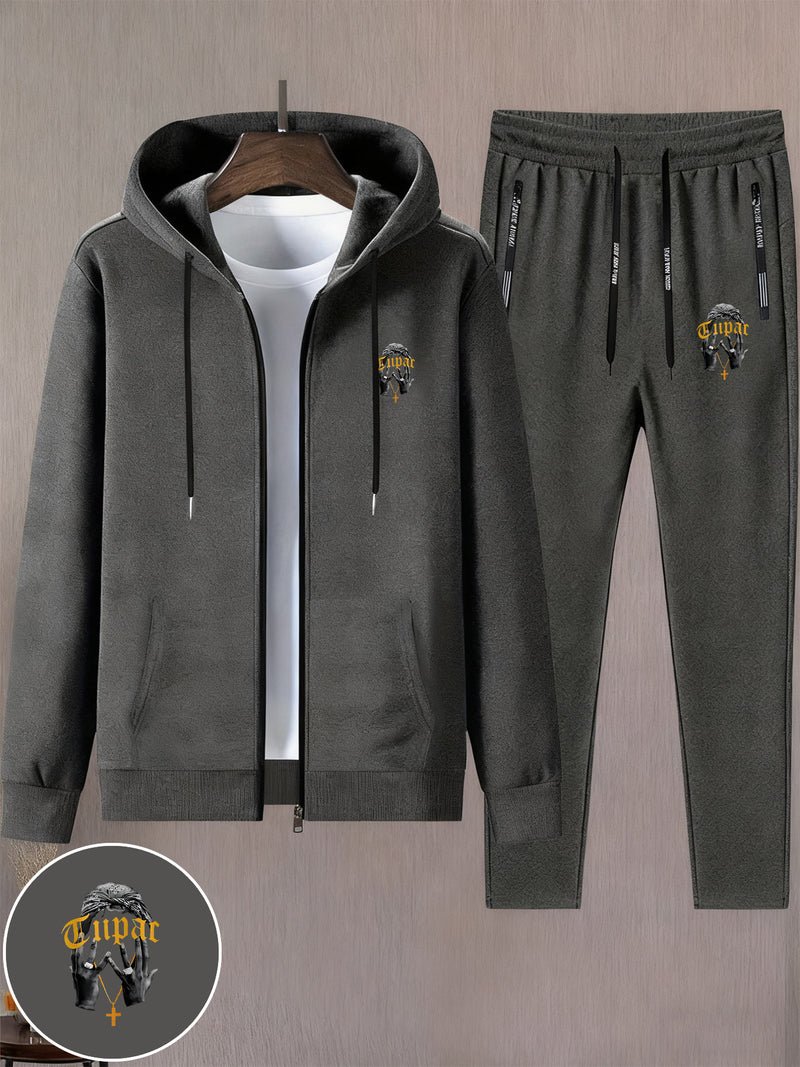 Men's Trendy Autumn And Winter Hooded Jacket Set.