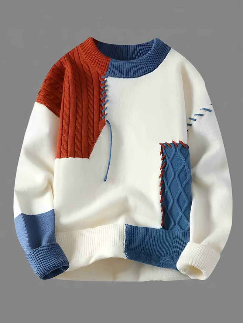 Men's Street Hip-Hop Style Teen Trendy Color Block Splicing Fashion.