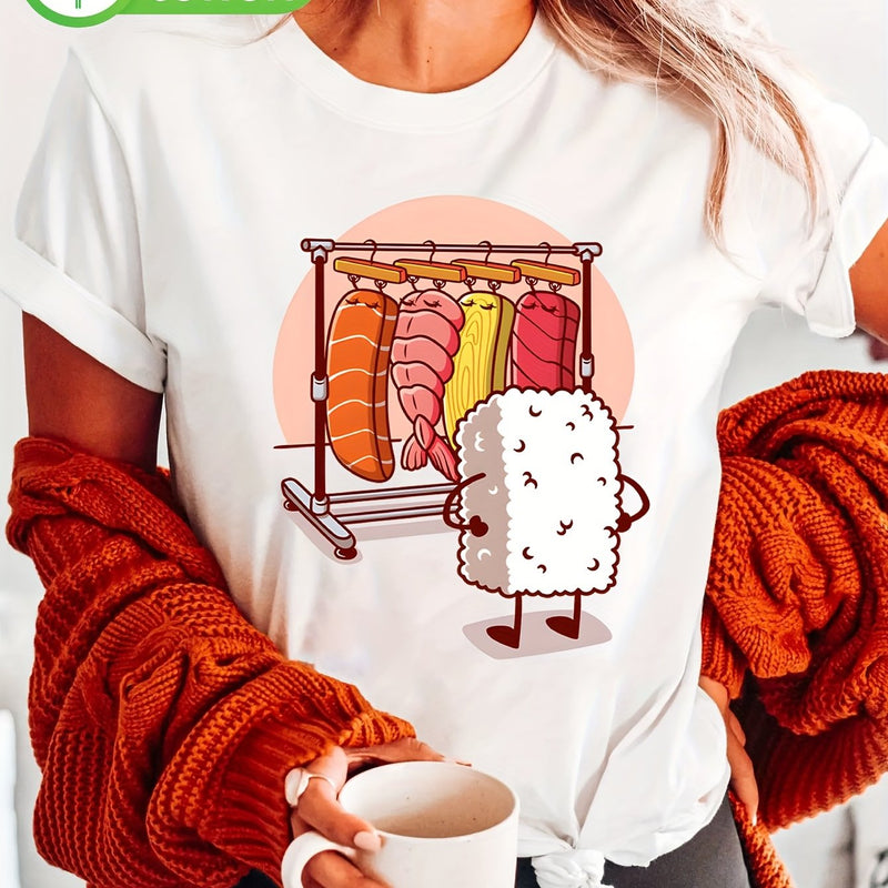 Women's Sushi Graphic Print T-Shirt.
