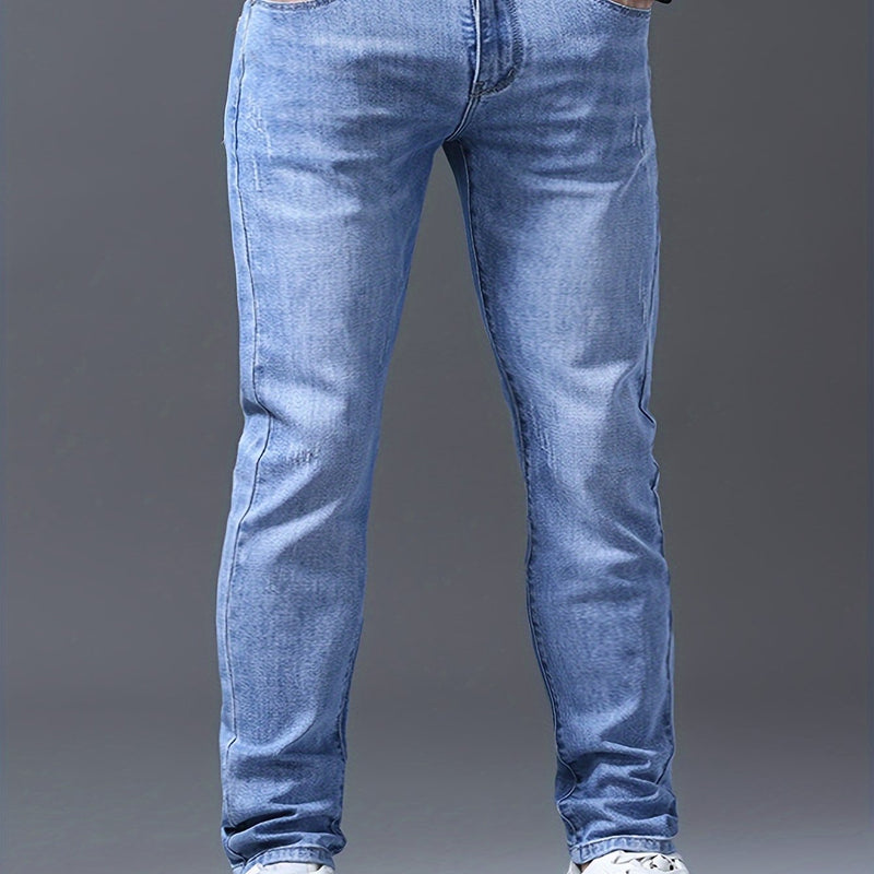 Men's Stretch Slim Fit Skinny Jeans, Light Blue, All-Season.