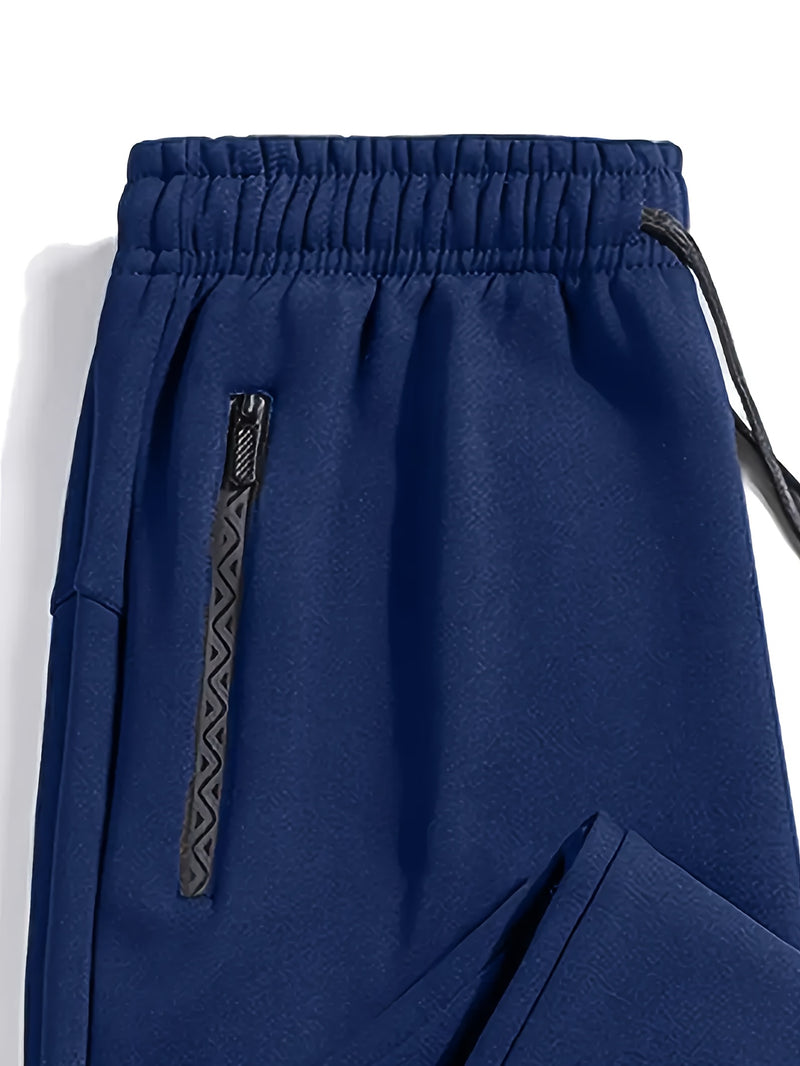 2pcs Men's Straight-Leg Jogger Pants with Zipper.