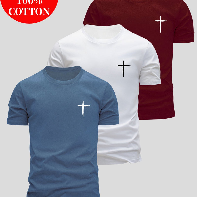 Set of 3 T-Shirtsa Must-Have for Men's Casual Wear, Sweat-Resistant.