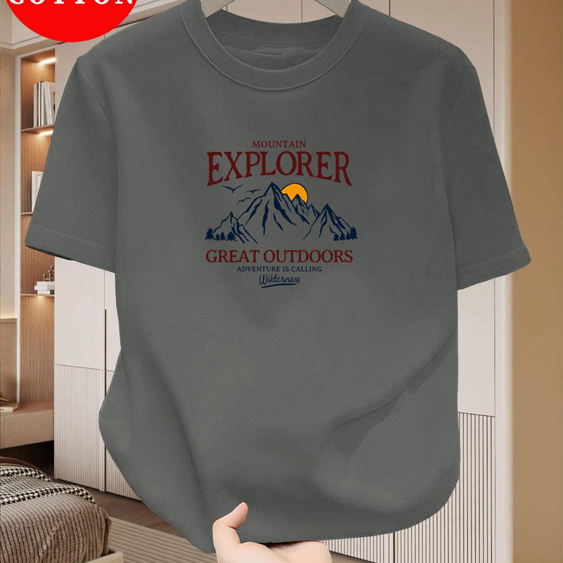 Men'S T-Shirt Casual Round-Neck.