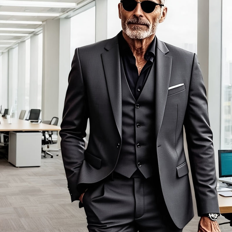 Men's 3pcs Suit- Slim Fit Tuxedo Set for Weddings& Formal Occasions.