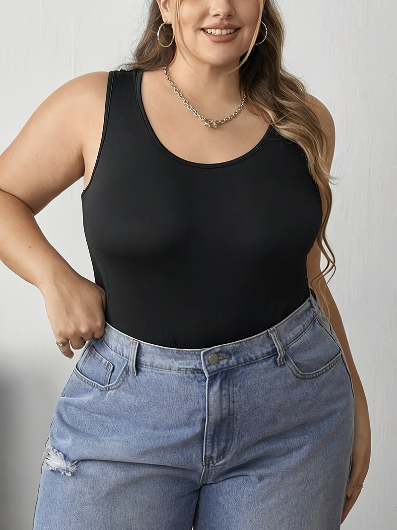 5pcs Plus-Size Women's Vest Set, Versatile Sleeveless Tank Tops.