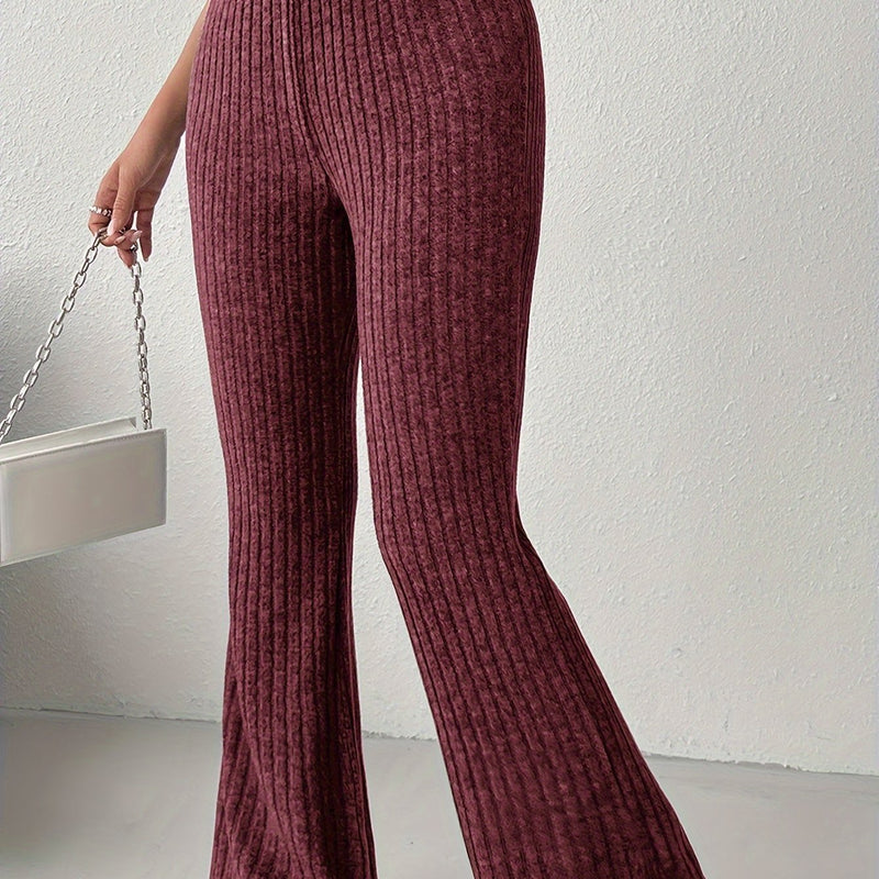 Women's Plus Size Autumn/Winter Ribbed Elastic Waist Slightly Flared.