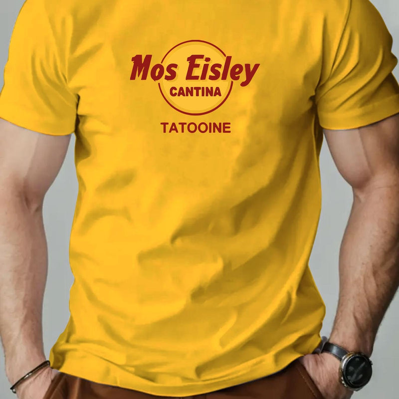 Men's Mos Eisley Cantina Logo Pattern Summer Casual Short-Sleeve T-Shirt.